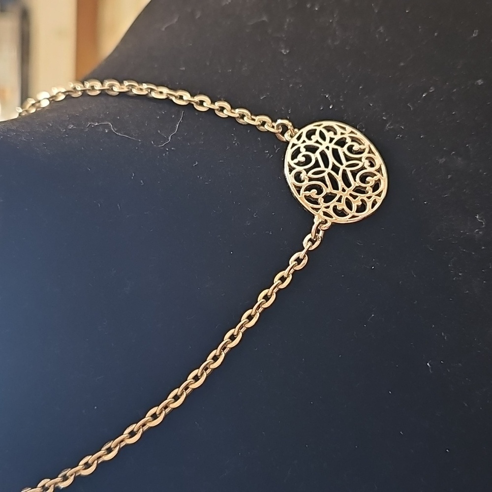 Lia Sophia Silvertone Oval Filigree Necklace